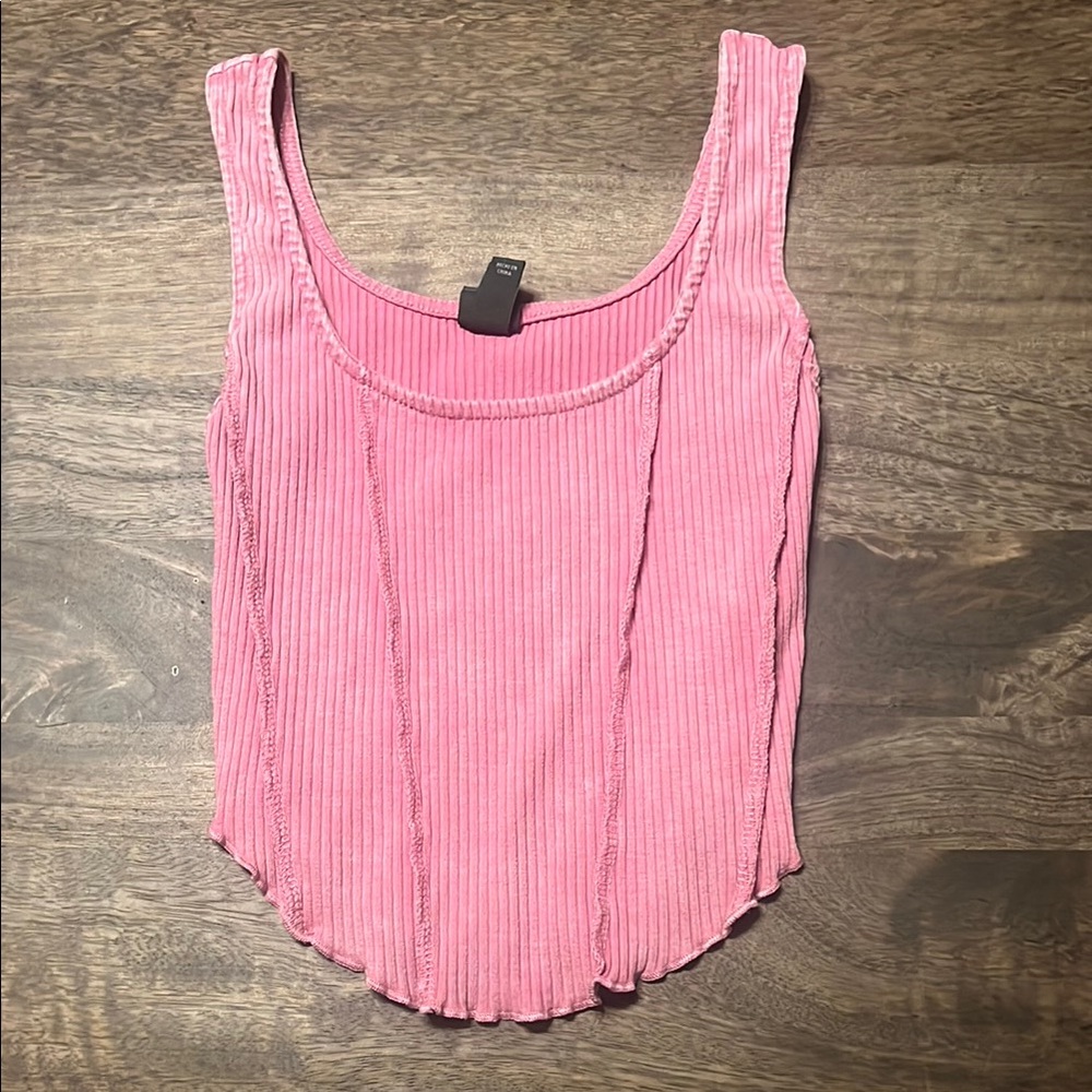 Pink Ribbed Tank Top